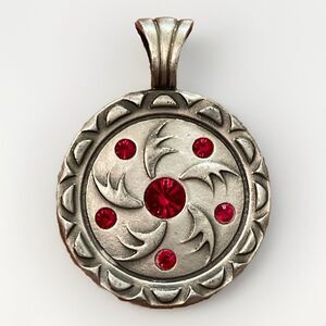 BICO Australia Red Swarovski Crystal Silver Plated Pewter Medallion Pendant